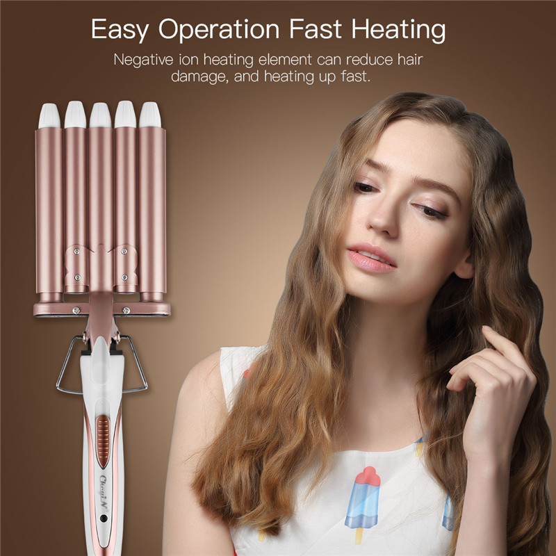 Professional Hair Curling Iron Electric Ceramic 5 Barrels Hair Curler Negative Ions Roller Wand Curly Big Hair Wave Styling Tool