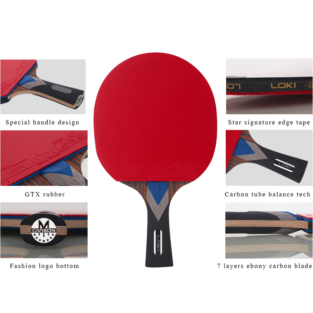 LOKI 7 Star Professional Table Tennis Racket Carbon Tube Tech PingPong Bat Competition Ping Pong Paddle for Fast Attack and Arc