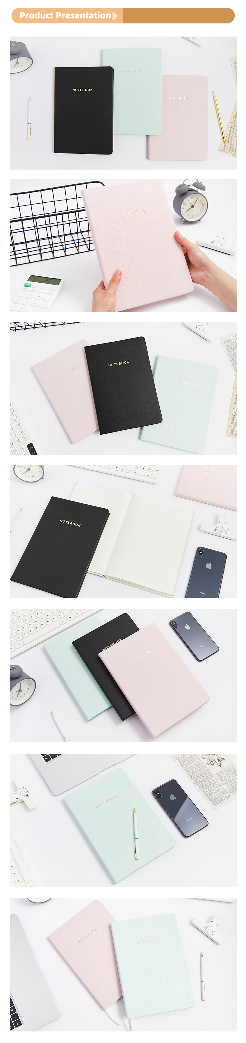 A4 size pu sewing binding notebook11