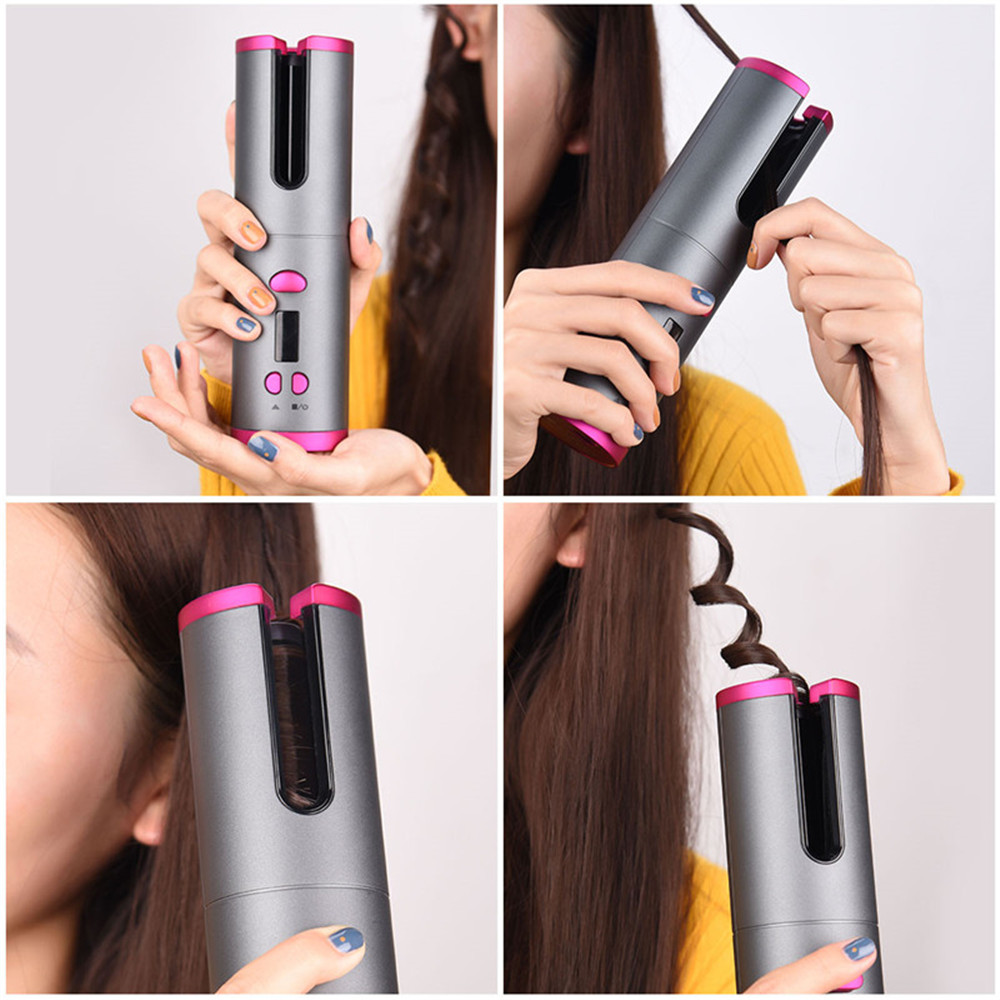 Cordless Hair Curler Rechargeable Curling Iron Anti-Tangle Auto Curler Wand Spin N Curl For Curls or Waves Anytime Hair Stying