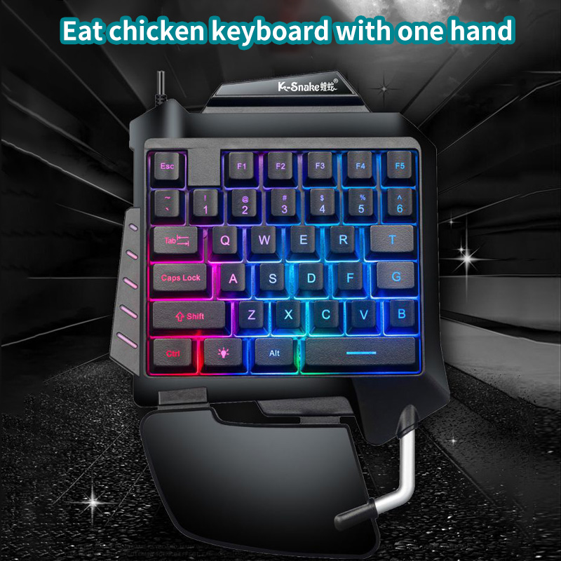 Cool 35 Keys Gaming Keypad Anti-Skid Wired With LED Backlight One-Handed Membrane Keyboard For LOL/PUBG/CF Keyboard Portable