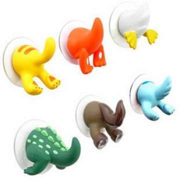 Creative Cute Non-trace Cartoon Animal Tail Hook With Sucker Hooks Coat Hanger Free Shipping