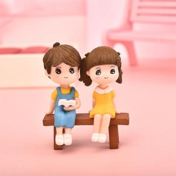 3pcs/Set Figures Chair Book Lover Couple DIY Mini Fairy Garden Ornament Doll Couple Gift Figurines Miniature