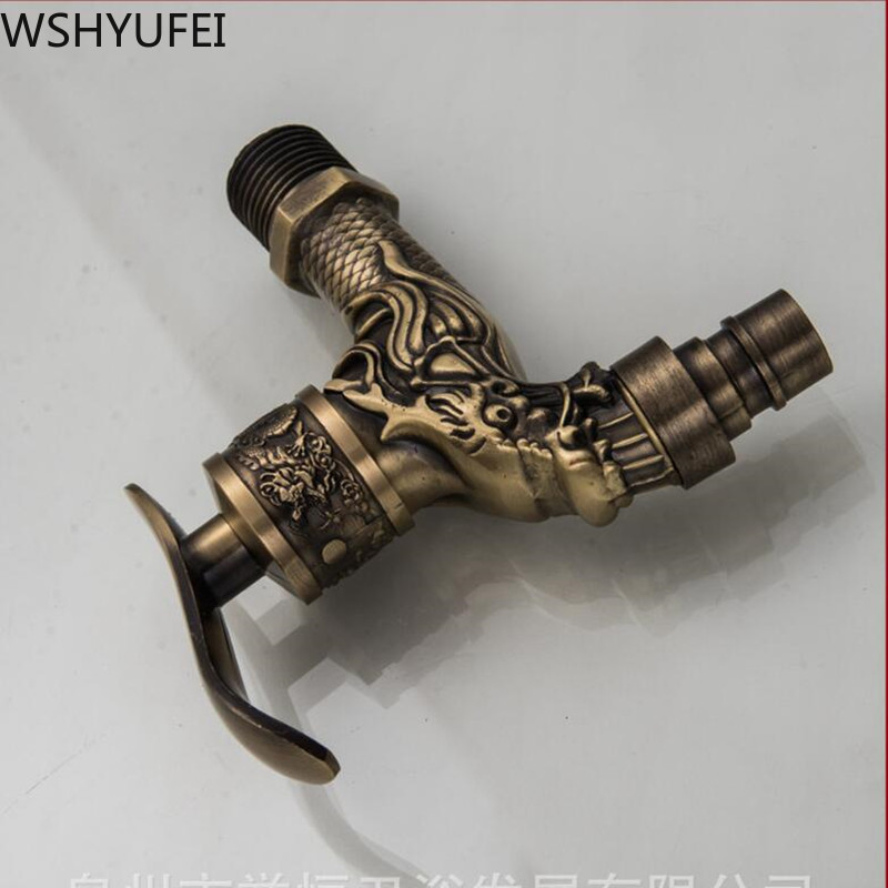 Antique Bronze Bibcock Decorative Wall Mount Zinc Alloy Outdoor golden water wall small faucet Home Hardware ornamental