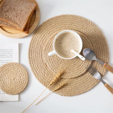 Ramie Woven Insulated Placemat for Dinning Table Hand Weaving Linen Coaster Coffee Cup Mug Mat Hot Pad Pot Holder Mat Home Decor