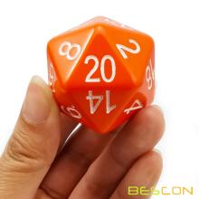 Bescon Jumbo D20 38MM, Big Size 20 Sides Dice Opaque Orange, Big 20 Faces Cube 1.5 inch