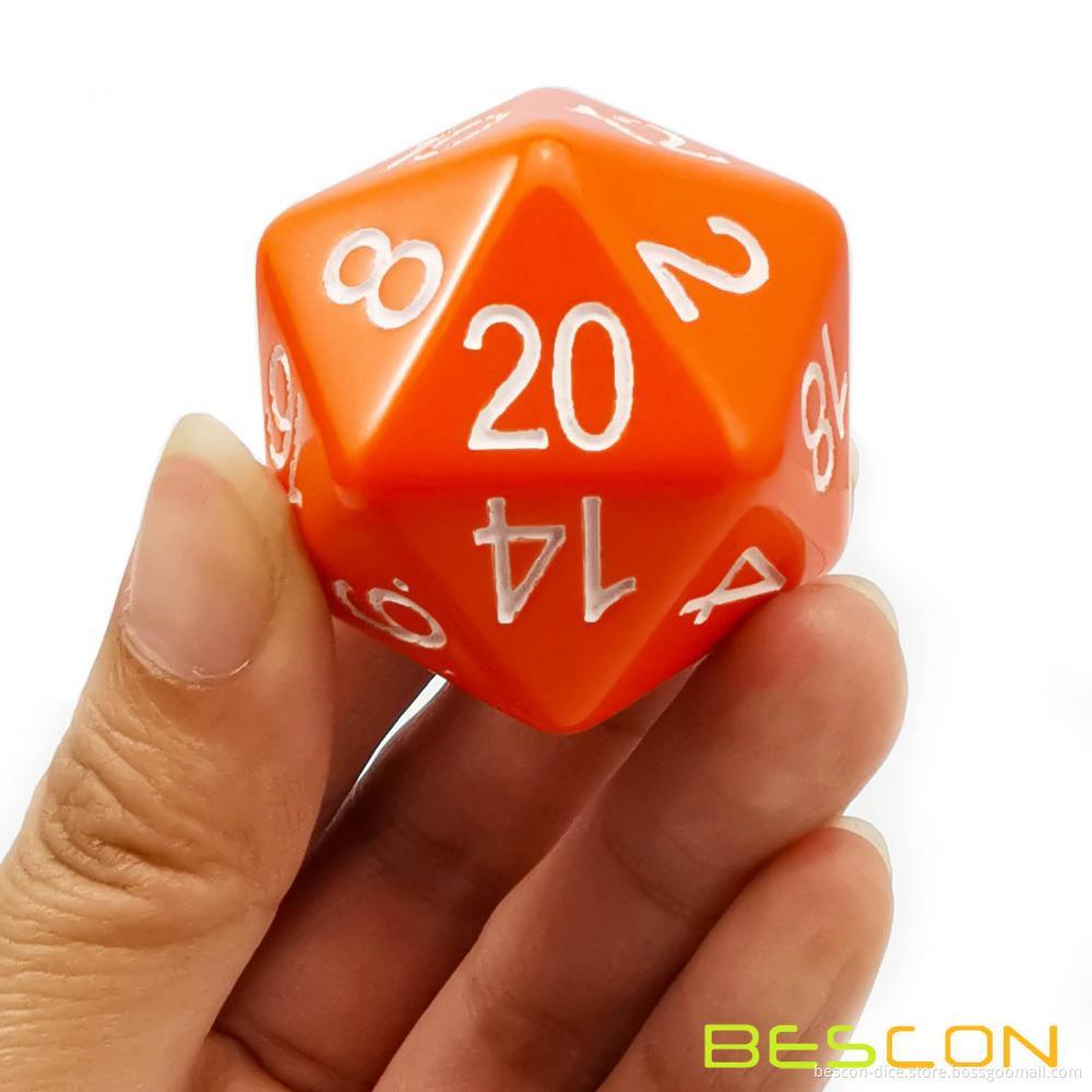 Bescon Jumbo D20 38MM, Big Size 20 Sides Dice, Big 20 Faces Cube 1.5 inch Solid Colors