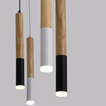 Wood LED Pendant Light 7W hang lamp dining/living room Kitchen Island Shop bar cafe droplight Long Tube nordic pendant lights