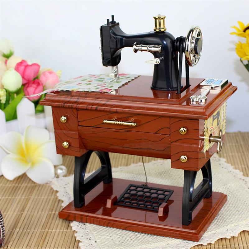 Sartorius Music Box Vintage Creative Gift Sewing Machine Musical Toy Music Box for Birthday Wedding Christmas Home Decor