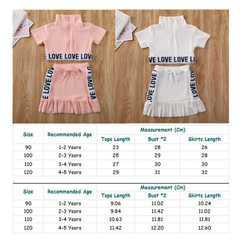 1-5Years Baby Girls Toddler Kids Zipper Shirt Top Skirts Outfit Clothes Set Tracksuit