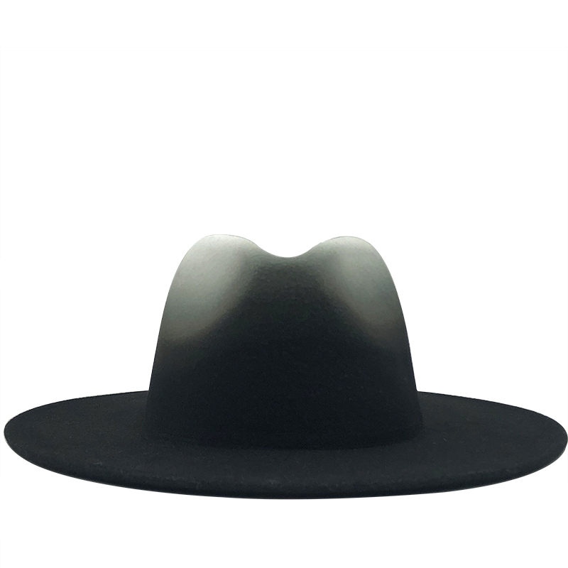 Women Men Woolen Vintage Trilby Felt Fedora Hat With Wide Brim Gentleman Elegant Gradient Color For Lady Winter Autumn Jazz Caps
