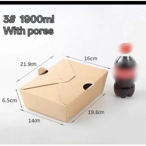 1900ml Kraft Paper Folding Takeout Box With Holes