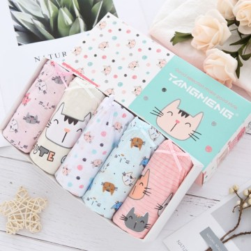 5 Pcs/ Lot Cotton Girl Panties Cute Cat Cartoon Children Girls Underwear 1-14Y Kids Underpants Daughter Briefs Child's Underwear