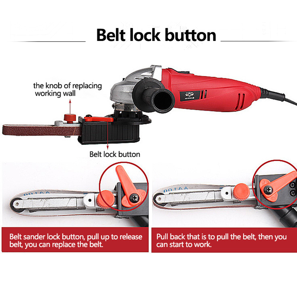 DIY M10/M14 Sanding Belt Adapter Attachment Converting 100/115/125mm Electric to Belt Sander Wood Metal Working