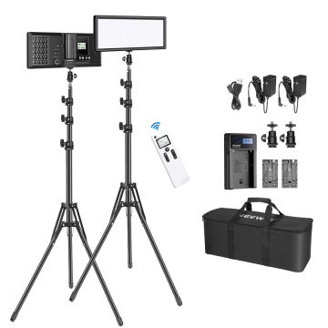 Neewer 2.4G T120 LED Video Light, Dimmable Bi-Color 3200-5600K Panel Light with Light Stand/Battery/Charger, Video Lighting Kit