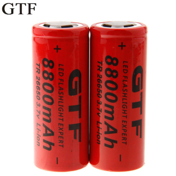 GTF 3.7V 26650 lithium battery 8800mAh power light 3.7v rechargeable lithium ion battery for flashlight Torch power Bank
