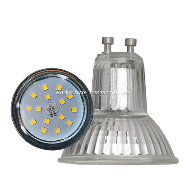 LED dimmable GU10 5W spotlights 38° glass SMD