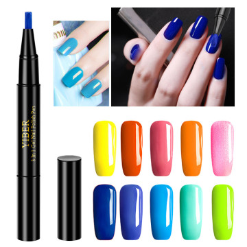 New Convenient nail gel paint one step gel nail pen without top primer 3 in 1 UV gel paint glitter nail polish professional