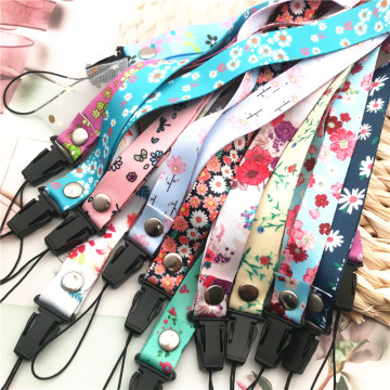 10Pcs/lot Flower Lanyards For Keys USB Phone Neck Strap Hang Rope Student Badge Holders Keychains Lanyard Mobile Phone Straps