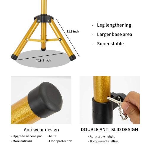 Luxurious Gold Wig Stand Tripod With Multi-functional Tray Supplier, Supply Various Luxurious Gold Wig Stand Tripod With Multi-functional Tray of High Quality