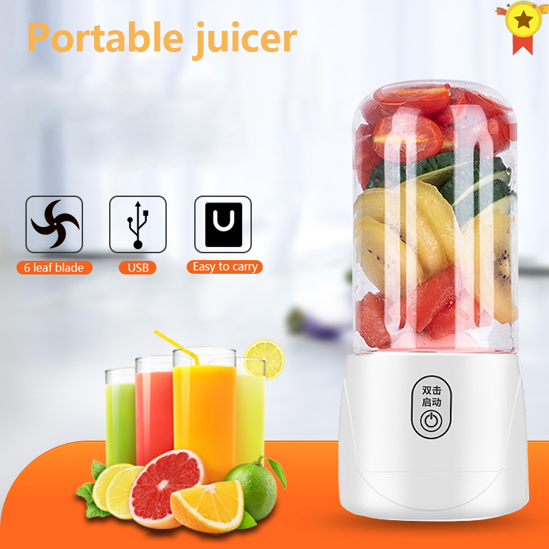 400ml 4/6 Blades Mini Portable Electric Fruit Juicer USB Rechargeable Smoothie Maker Blender Machine Sports Bottle Juicing Cup