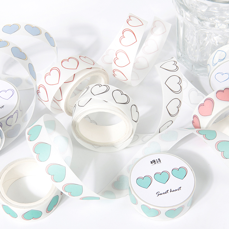 Fresh Love Series Bullet Journal Washi Tape Heart Adhesive Tape DIY Scrapbooking Sticker Label Japanese Masking tape