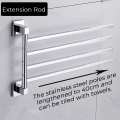 2/3/4 Bars Stainless Steel Towel Shelf Wall-Mounted Bathroom Towel Holder Shelf Rotating Rail Holder Hanger Adhesive Force