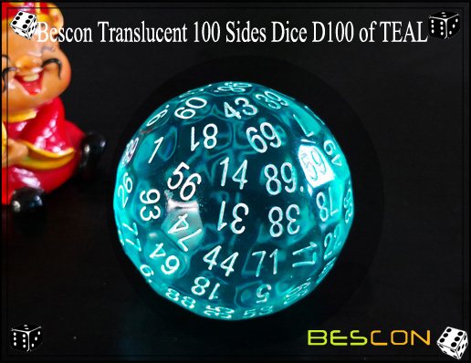 Bescon Translucent 100 Sides Dice D100 of TEAL-3