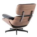 Furgle Black Leather Armchair Replica Lounge Chair with Ottoman Walnut wood Chaise Classic Lounge Chair Real Leather