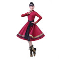 Red mongolian costumes for women monority dance clothing festival performance clothes stage dress national dance wear