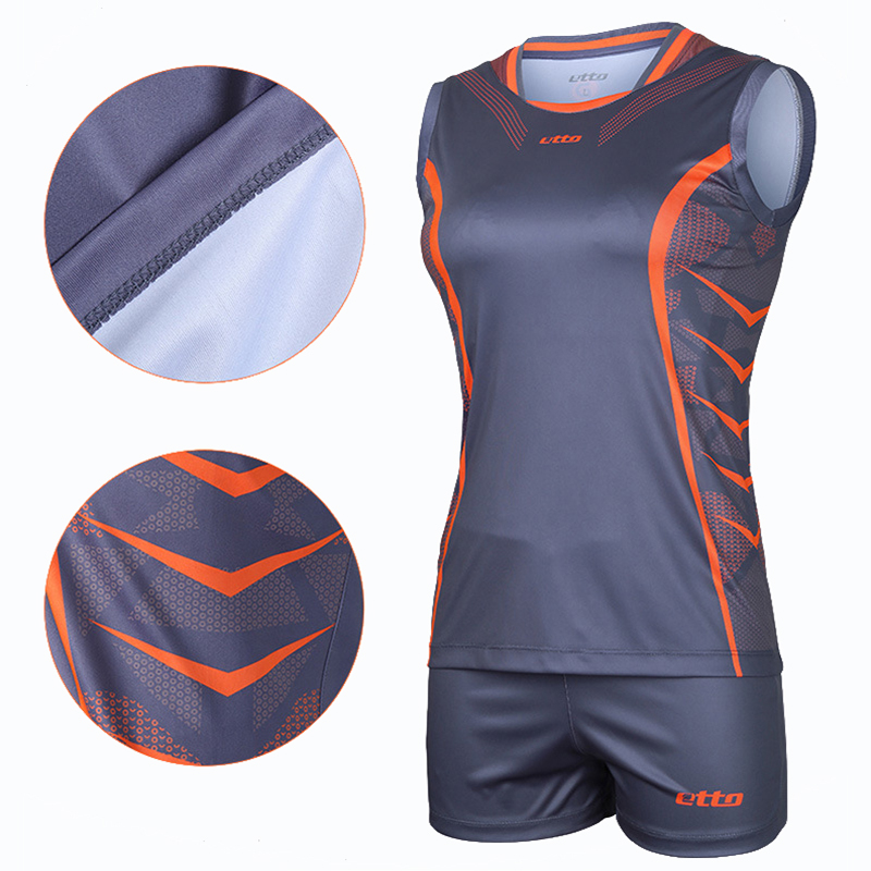 Etto Professional Volleyball Team Suits For Women Quick Dry Sleeveless Jersey Volleyball Set Female Match Tracksuit S~4XL HXB026