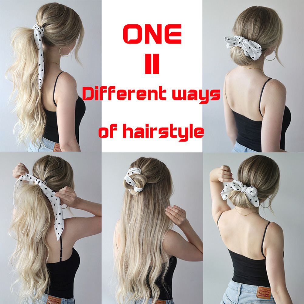 fashion summer Ponytail Scarf Elastic Hair Rope for Women Hair Bow Ties Scrunchies Hair Bands Flower Print Ribbon Hairbands