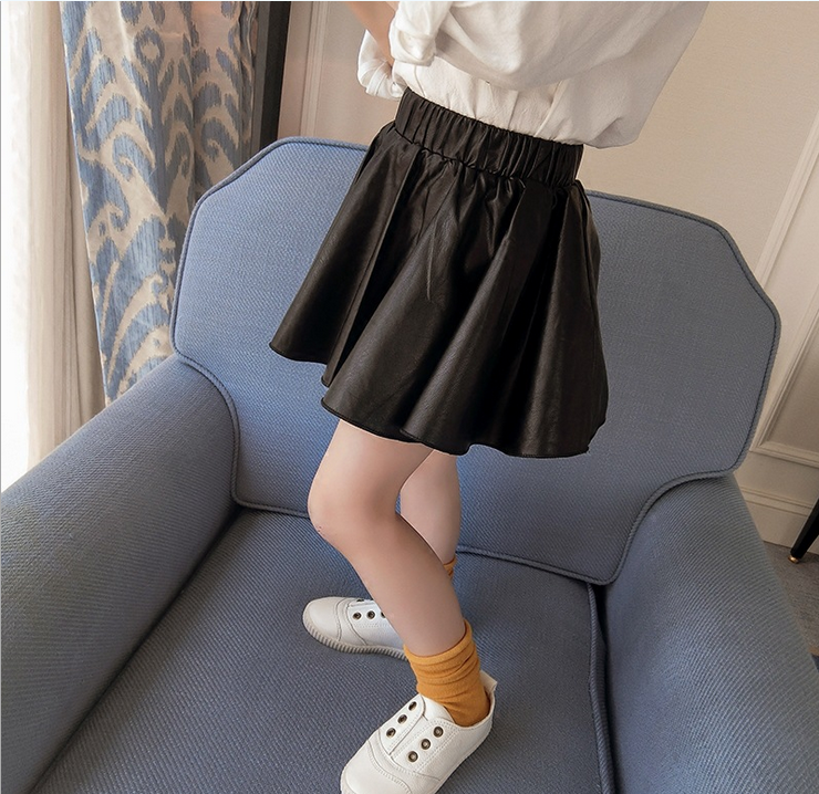 new winter baby skirts fake leather girls skirt autumn baby pleated skirts for girls litter girls black pu tutu skirt