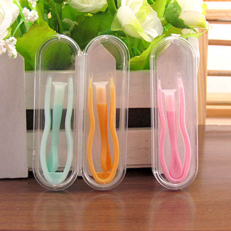 1 Set Practical Eyes Care Contact Lenses Plastic Tweezers Clip Candy Color Suction Cup Contact Lens Box