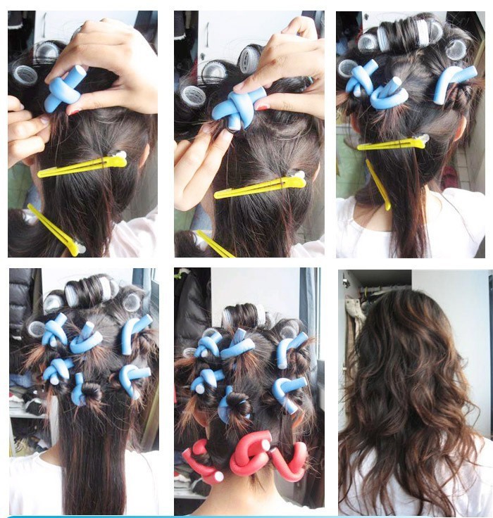 20 pcs/set Hair Curling Flexi rods DIY Soft Twist Foam Bendy Hair Rollers Magic Plastic Hair Curlers Spiral Diameter 1.6cm