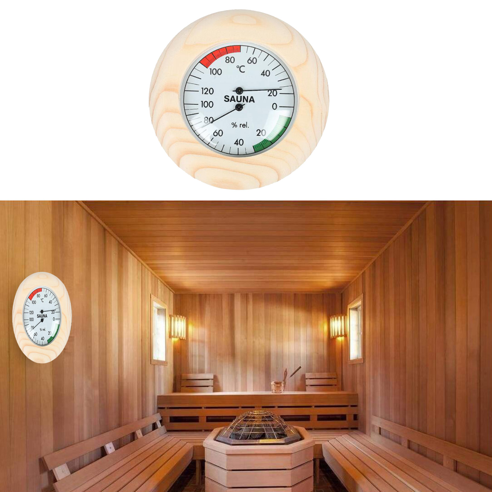 14.5cm Digital Wooden Sauna Thermometer and Hygrometer Sauna Room Accessory