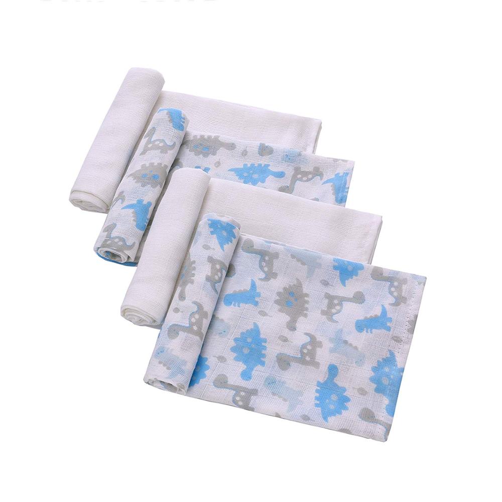 LAT 4pc/box Baby Boy Girls Newborns Cotton Muslin Square Washable Premium Reusable Nappy Diapers Wipes Bath Cloth Towel Blanket