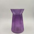 Purple Ribbed Glass Crystal Vase