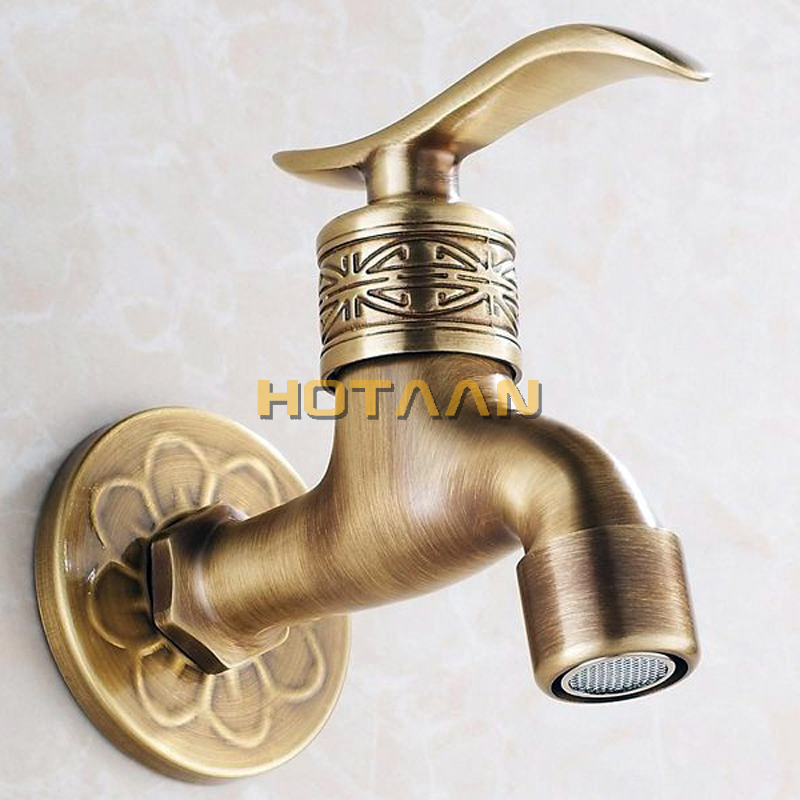 Bibcock faucet tap crane Antique Brass Finish Bathroom Wall Mount Washing Machine Water Faucet Taps YT-5161-B