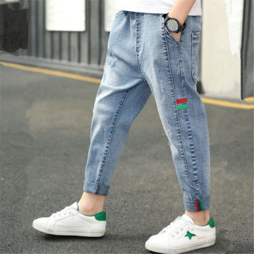 INS hot boys jeans 4-13 years old Cotton washed kids jeans Korean pocket letters pants for baby boys jeans kids 7 colors options