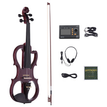 ammoon VE-201 Full Size 4/4 Solid Wood Silent Electric Violin Fiddle Maple Body Ebony Fingerboard Pegs Chin Rest Tailpiece