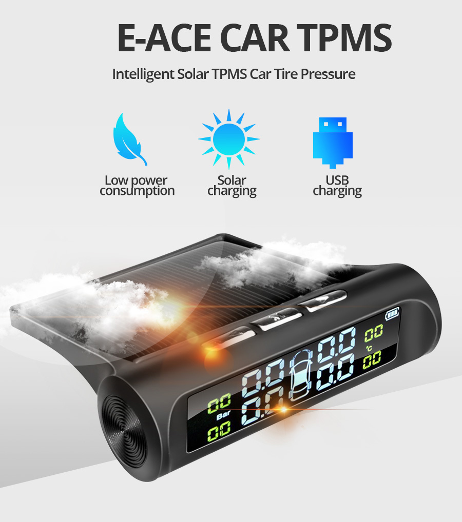 For Honda/Toyota/Nissan/Mazda special-purpose Solar Power Car Tire Pressure Monitor System Warning TPMS With 4 Sensors