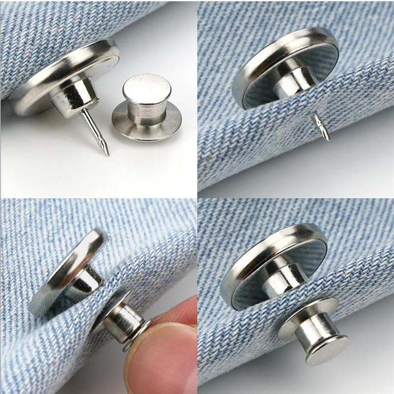 6pcs Detachable Buttons Jeans Easy Clip Snap Button Perfect Fit Instant Universal Buckles Thin Waist Replacement No Sew Needed