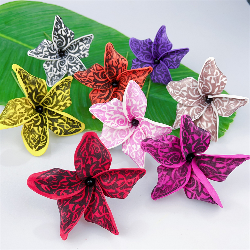 Kn Hf021b Bk Plumeria Hair Pick