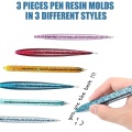 9 Pieces Pen Shape Resin Molds Ballpoint Pen Silicone Molds Cylinder Epoxy Mold for DIY Pen Candle Crafts 3 Styles