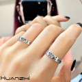 HUANZHI 2020 New Korean Punk Vintage Adjustable Silver Color Butterfly Open Metal Rings for Women Men Party Jewellery