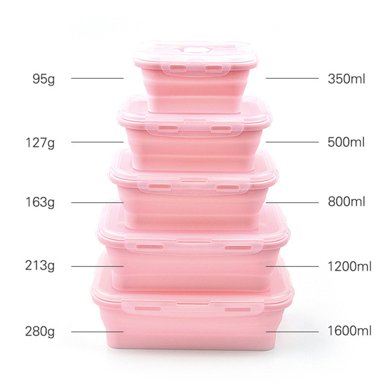 1pc Collapsible Silicone Food Lunch Box Dinnerware Foldable Fruit Salad Storage Food Box Container Tableware BPA Free