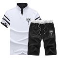 Fashion Tracksuit Men Sets Summer Casaul Slim Fit Sporting Suit Mens Masculino Short Sleeve Tshirt+Shorts Two Pieces Shorts Sets