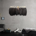 JW American Style White/black Feather Chandelier Nordic Modern Simple Living Room Bedroom Warm Creative Personality Room Light