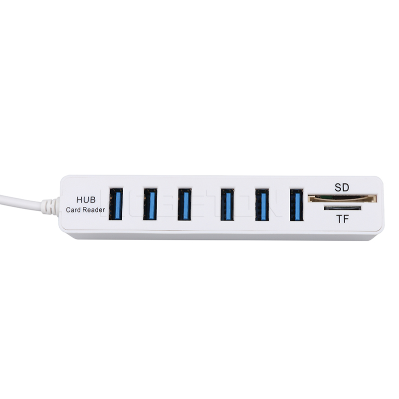 kebidu Hot USB Hub Combo 6 Ports USB 2.0 Hub 2 In 1 Splitter Multi USB Combo + SD/TF Card Reader For PC Laptop Computer